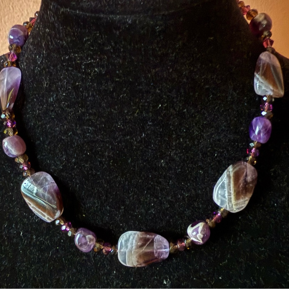 Elegant Handcrafted Purple Amethyst Beaded Necklace
